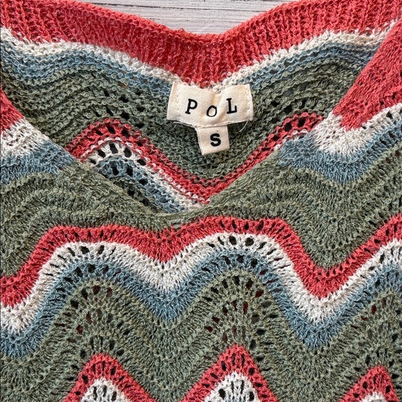 POL Chevron Knit Tank Top in Coral and Olive Size Small EUC - Picture 4 of 9